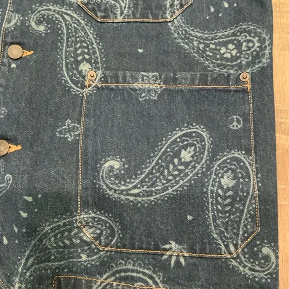 LEVI'S x SNOOP DOGG BLUE PAISLEY/BANDANA 420 HEMP DENIM CHORE JACKET Men's Sz S
